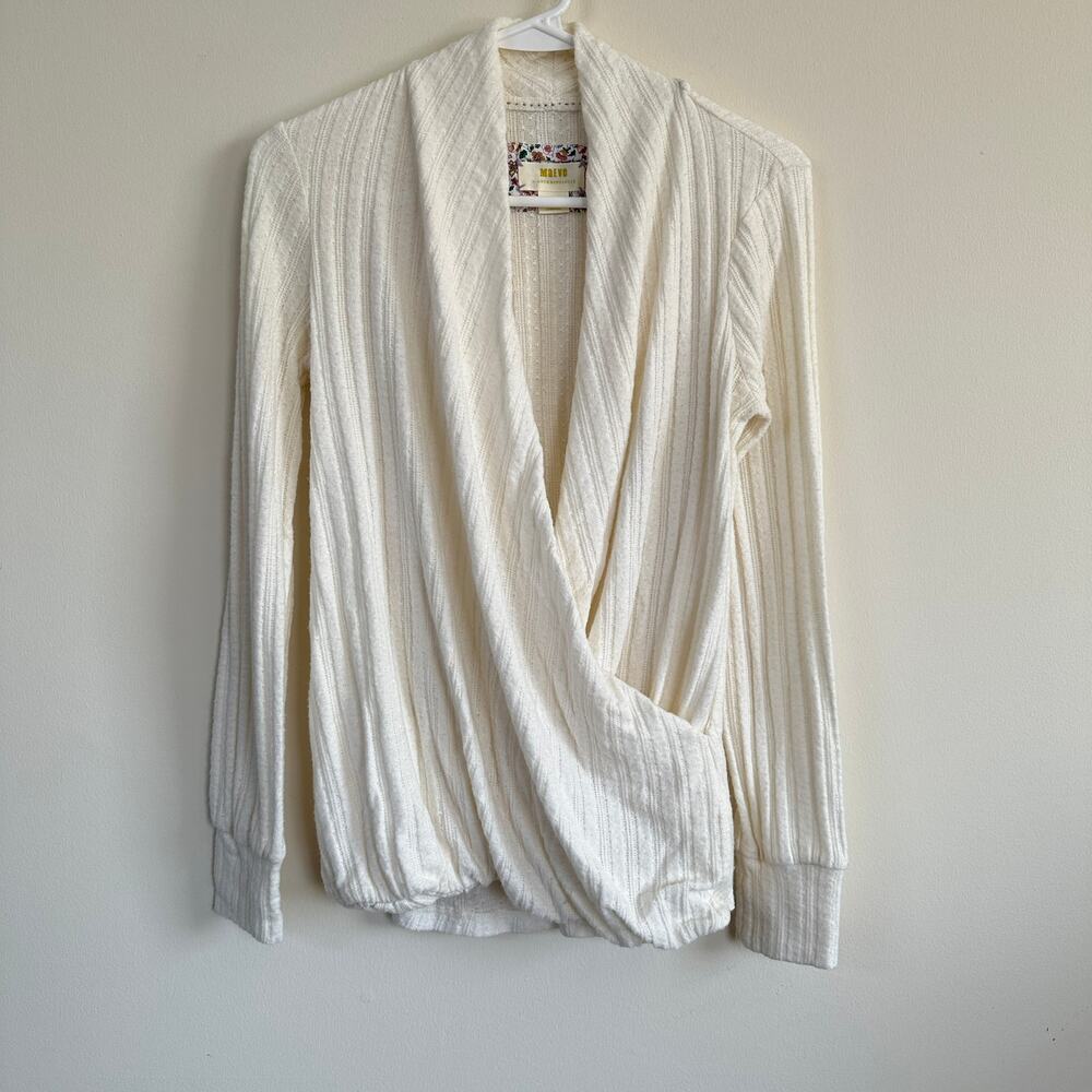 Anthropologie Maeve Rafaela Faux Wrap Deep V-Neck Long Sleeve X-SMALL - Picture 1 of 13